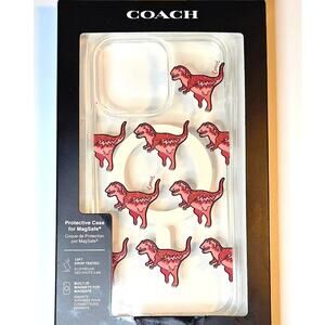 Coach Rexy Glitter Dinosaur iPhone 15 Pro Max Protective MagSafe Clear Case